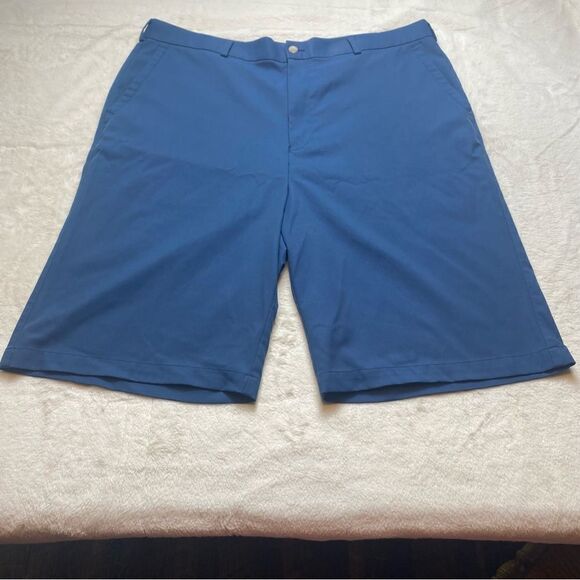 Peter Millar Wicking Blue Flat Front Shorts Size 42 - Picture 1 of 11